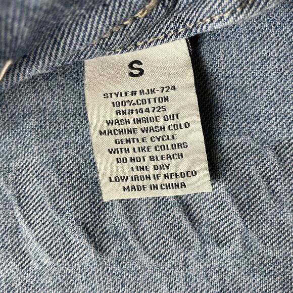 American Bazi Oversized Denim Jacket S | Graffiti Text, Distressed, Longline Fit - Picture 8 of 9